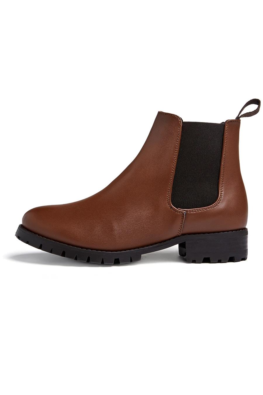 Image of Will's Vegan Store dames vegan Chelsea Boots Luxe Deep Tread Kastanjebruin