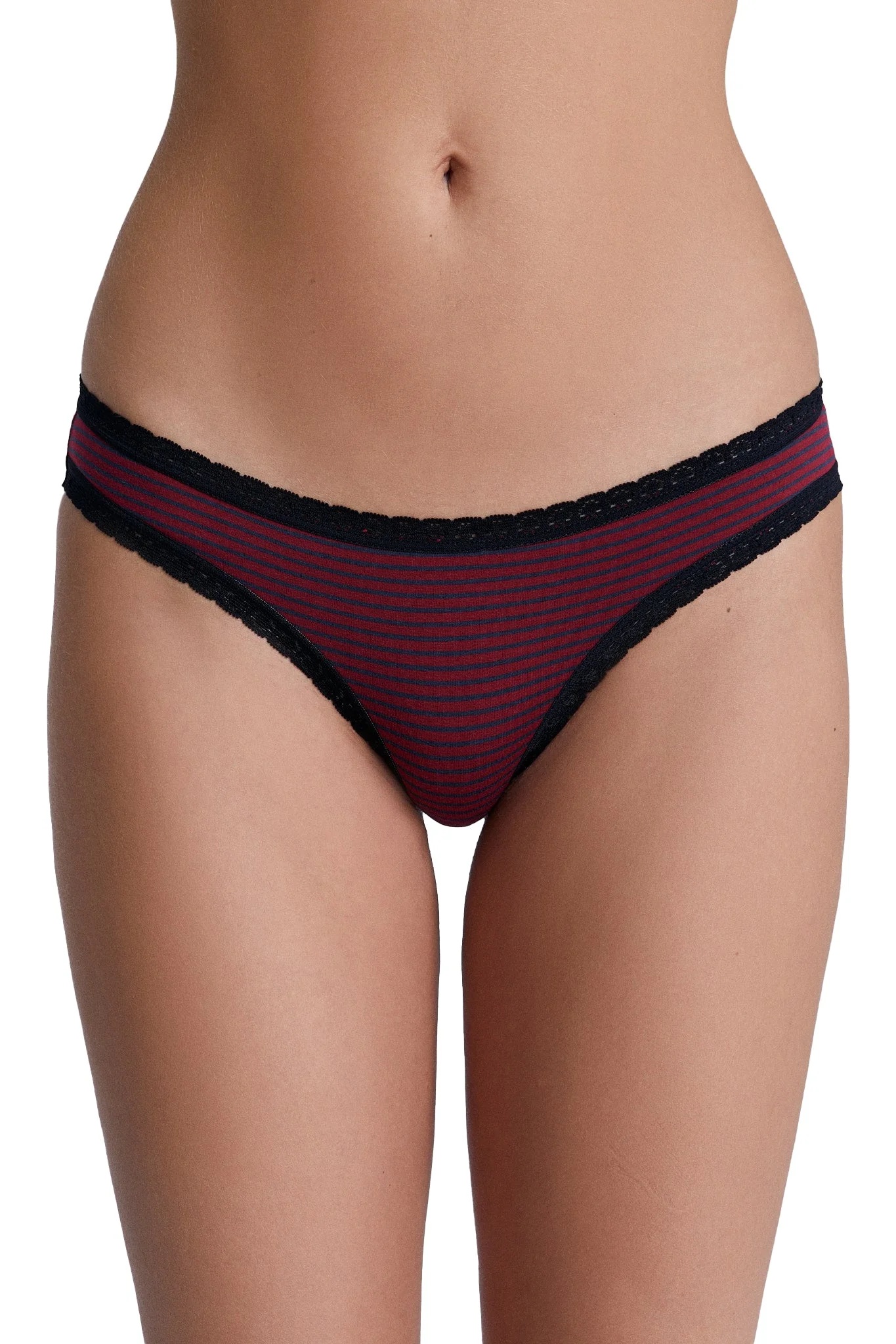Albero Natur womens vegan Multipack 6x Briefs With Lace Tibet Red/Navy Striped