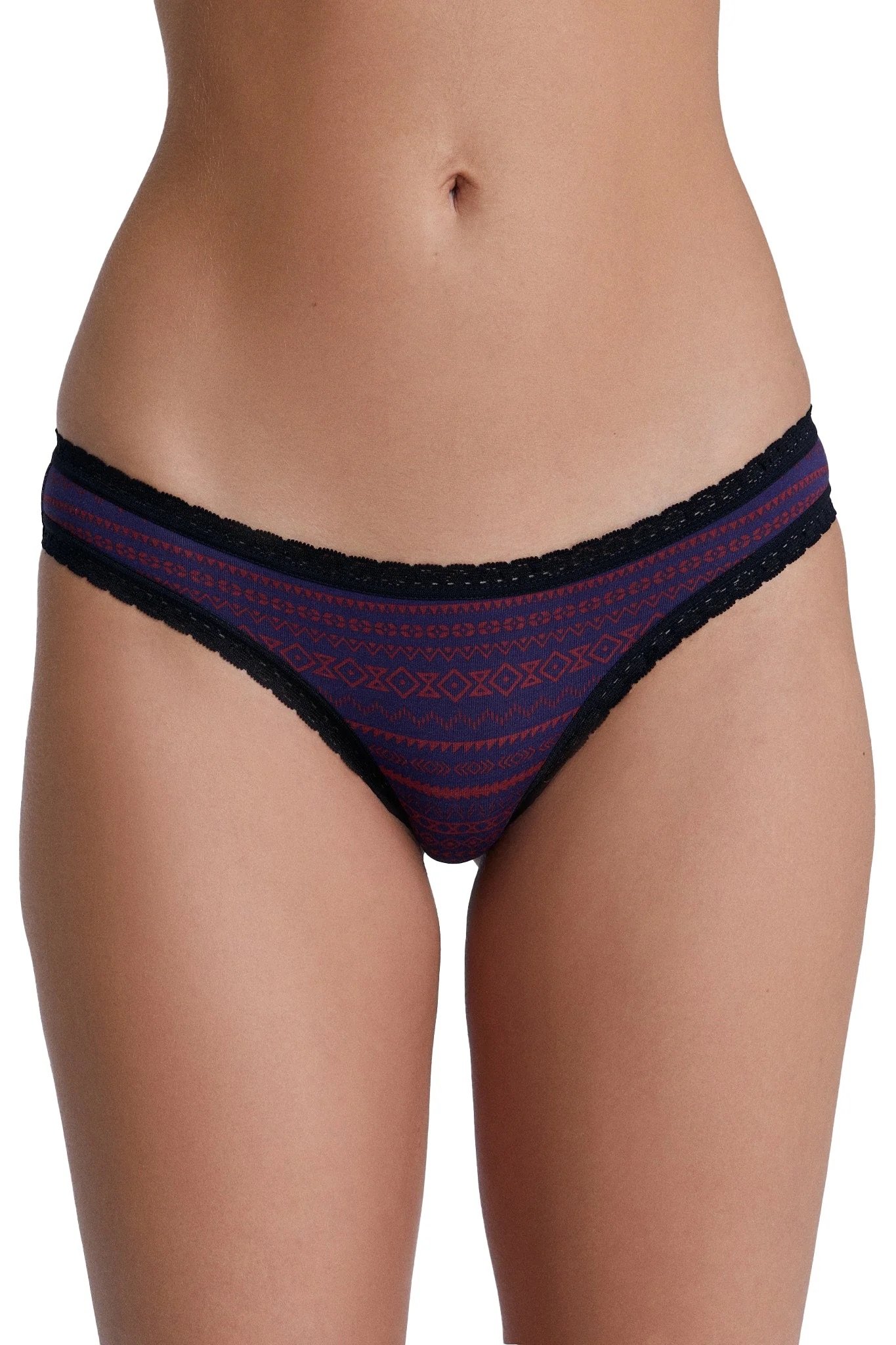 Albero Natur womens vegan Multipack 6x Briefs With Lace Tibet Red/Navy Geometric