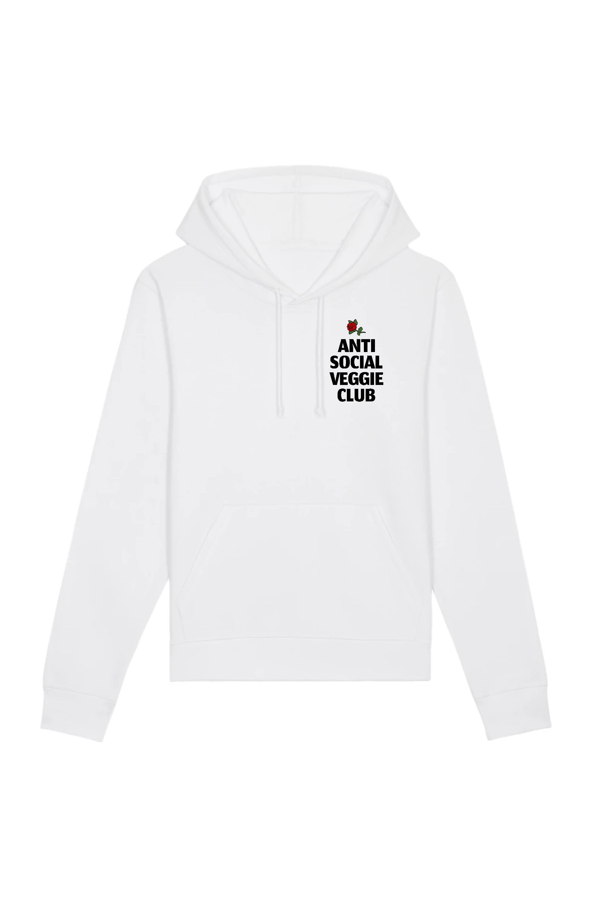 Image of Oat Milk Club dames vegan Anti Social Veggie Club - Biokatoen Hoodie Wit