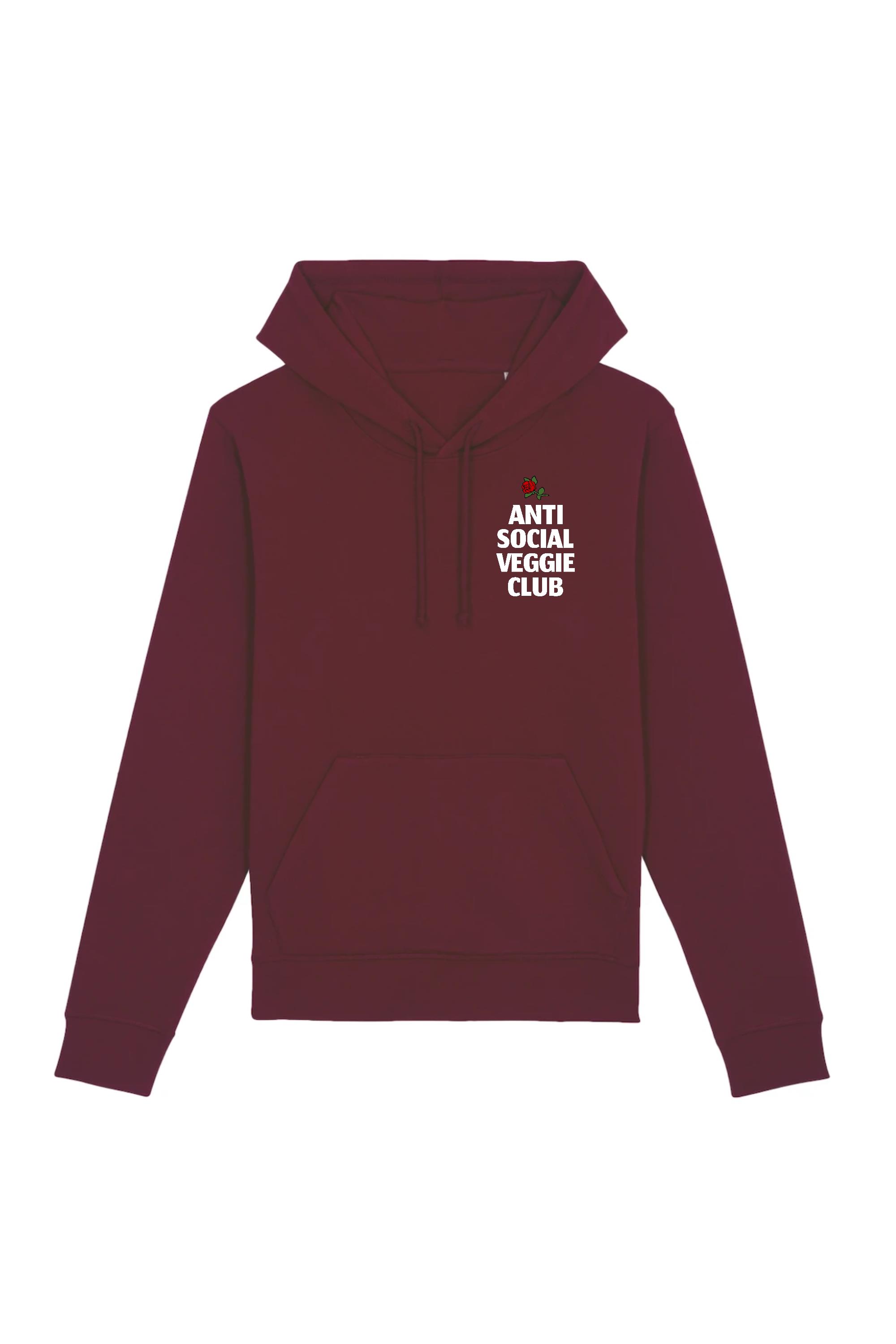 Image of Oat Milk Club dames vegan Anti Social Veggie Club - Biokatoen Hoodie Bordeaux