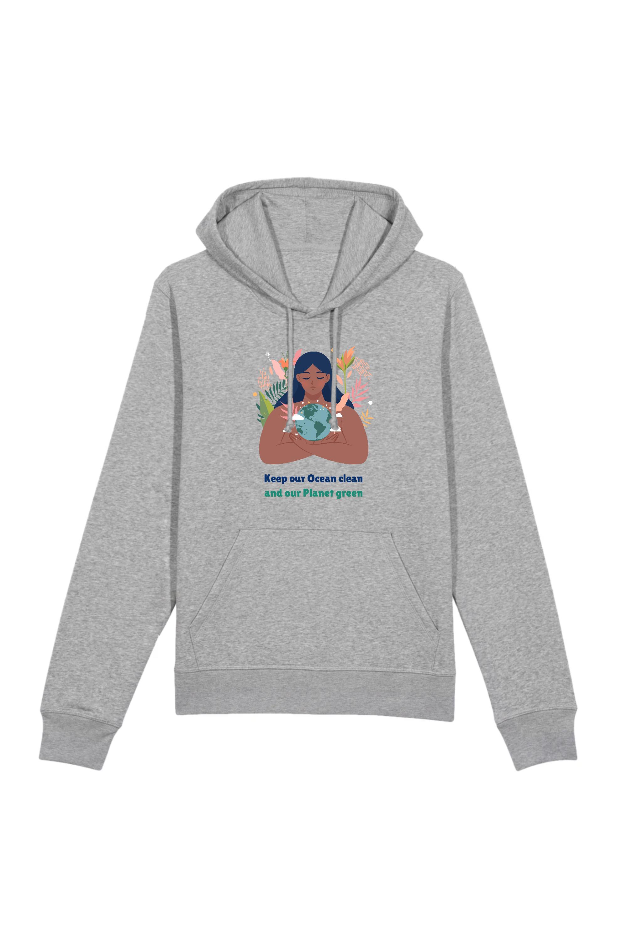 Image of Oat Milk Club dames vegan Unisex Hoodie Green Planet - Grijs