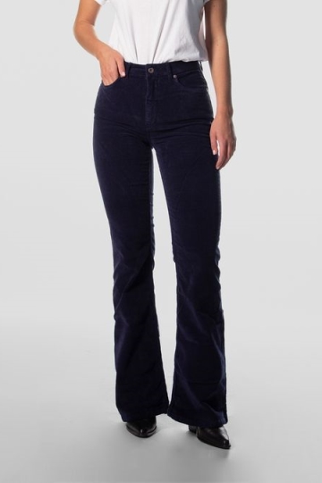Image of Kuyichi dames vegan Spijkerbroek Flare Lisette Corduroy Donkerblauw