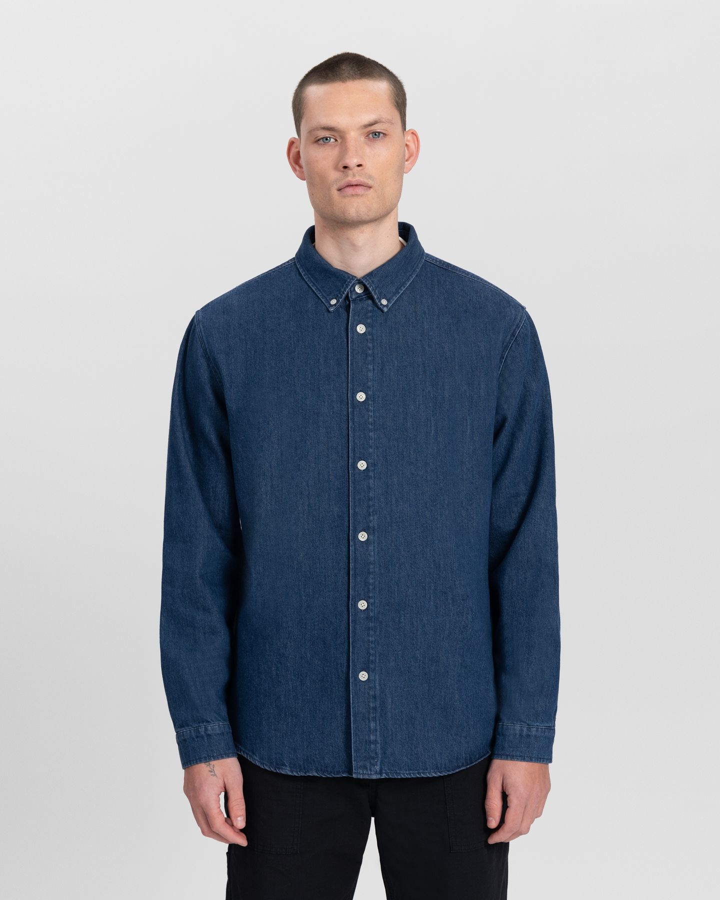Kuyichi Denim Shirt Sawyer Washed Indigo Blue