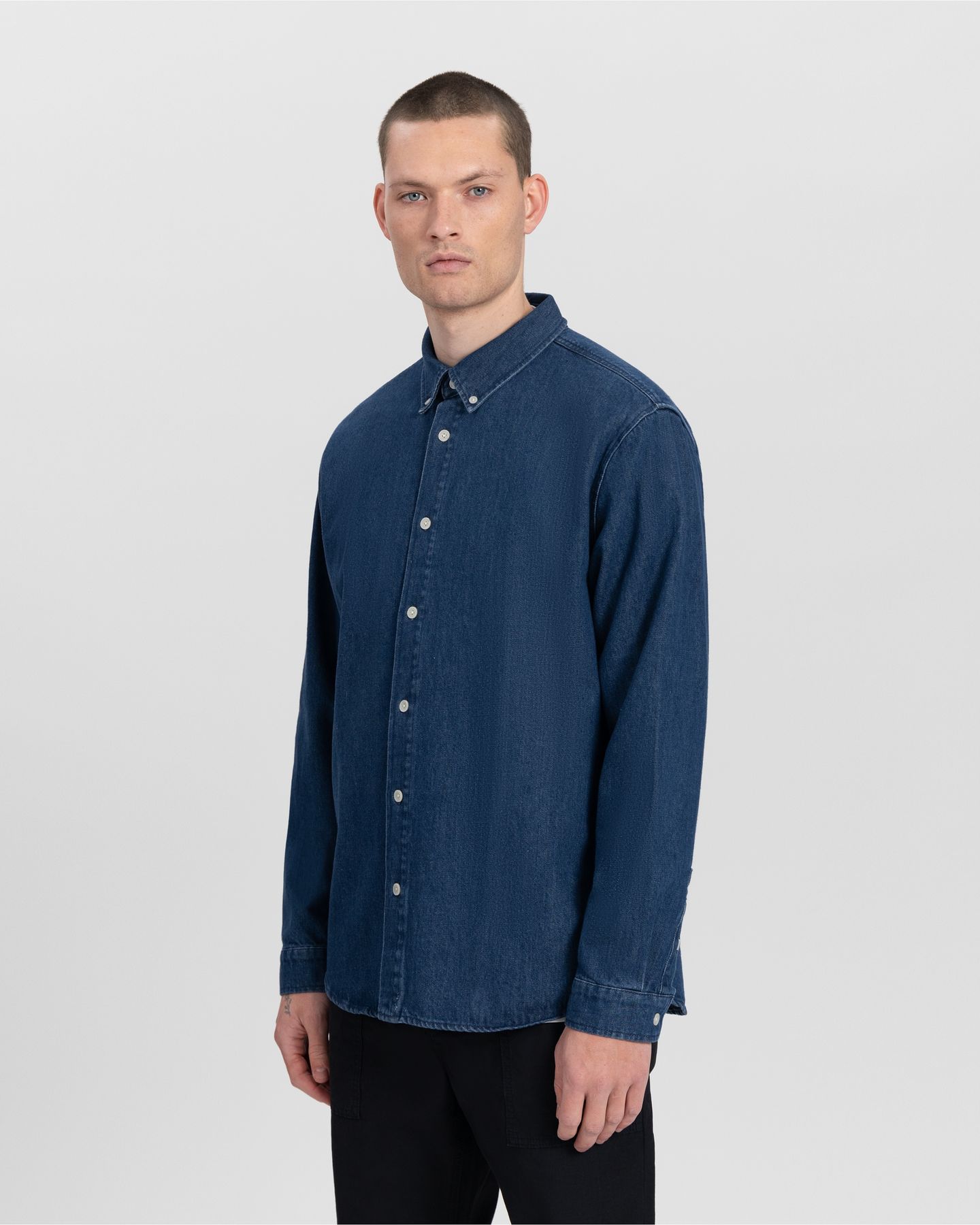 Kuyichi Denim Shirt Sawyer Washed Indigo Blue