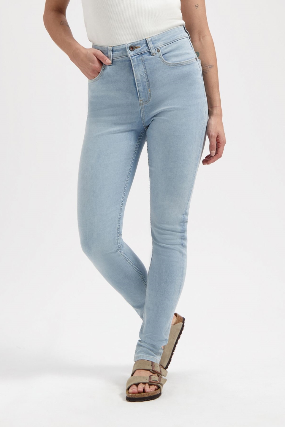 80842 - Damen vegan Jeans Carey High Rise Skinny Himmelblau
