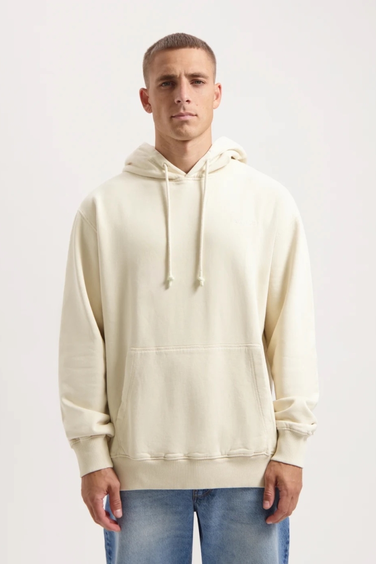 Image of Kuyichi mannen vegan Hoodie Heavyweight Bjorn Solid Havermout Groen