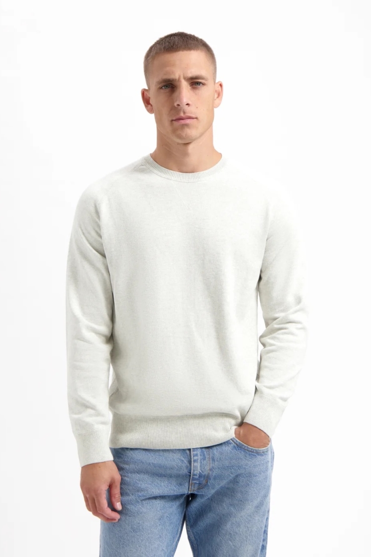 Image of Kuyichi mannen vegan Ronde Hals Noel Havermout Melange