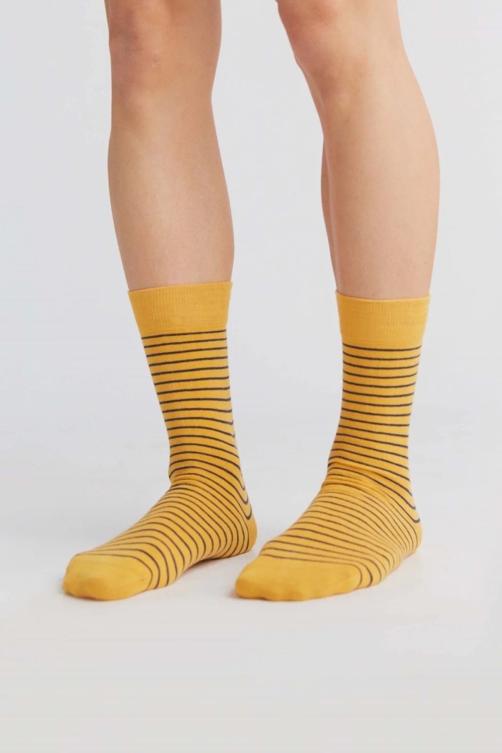 Albero Natur womens vegan Multipack 6x Socks With Longer Cuffs Mustard Yellow/Indigo
