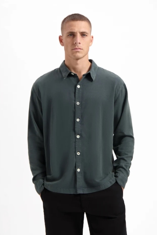 Image of Kuyichi mannen vegan Overshirt Ls Jack Woodland Grijs