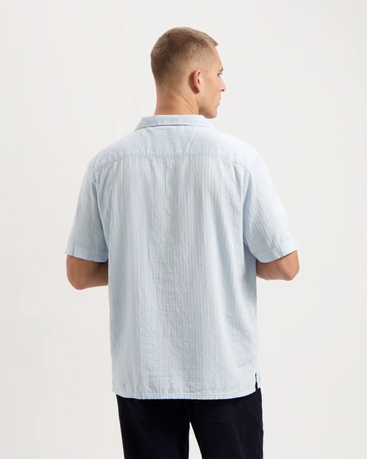 Kuyichi Shirt Robby Ss Skyway Blauw