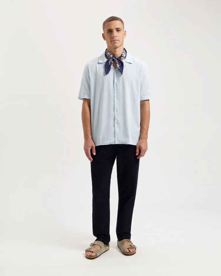 Kuyichi Shirt Robby Ss Skyway Blauw