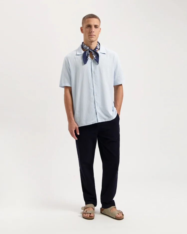 Kuyichi Shirt Robby Ss Skyway Blauw