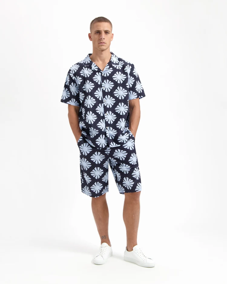 Kuyichi Shirt Robby Printed Ss Midnight Blue
