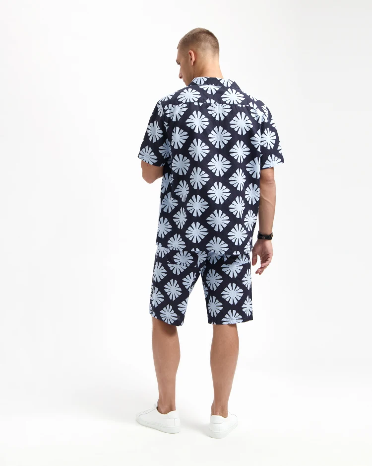 Kuyichi Shirt Robby Printed Ss Midnight Blue