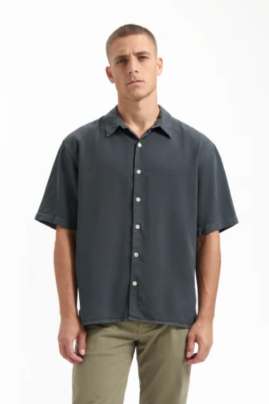 Image of Kuyichi mannen vegan Shirt Ben Ss Houtgrijs