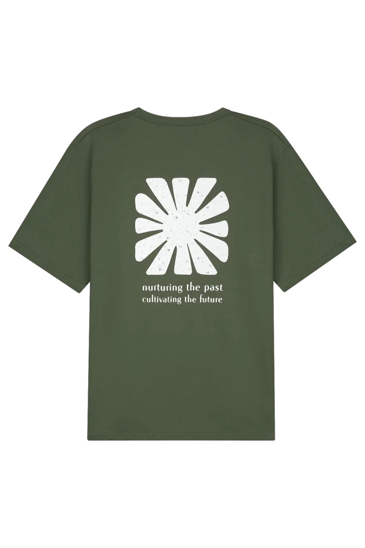 Image of Kuyichi mannen vegan T-Shirt Liam Bedrukt Mosgroen