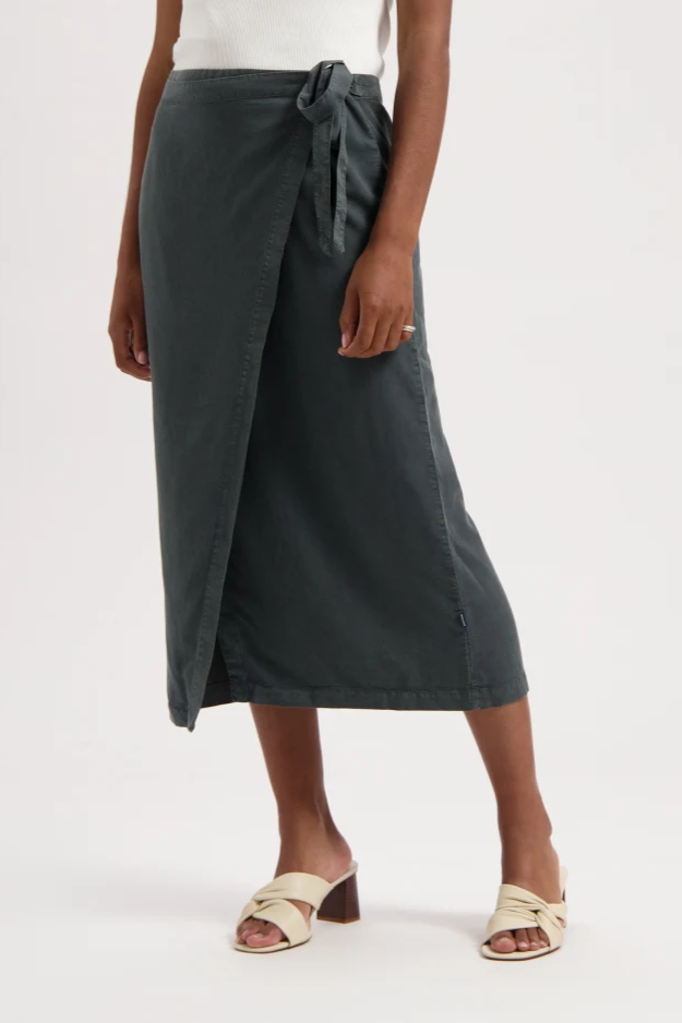 Image of Kuyichi dames vegan Wikkelrok Hanna Hs Woodland Grey