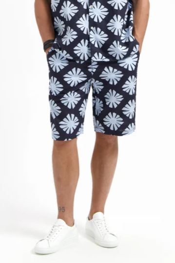 Kuyichi Herren vegan Shorts Tyler Bedruckt Mitternachtsblau