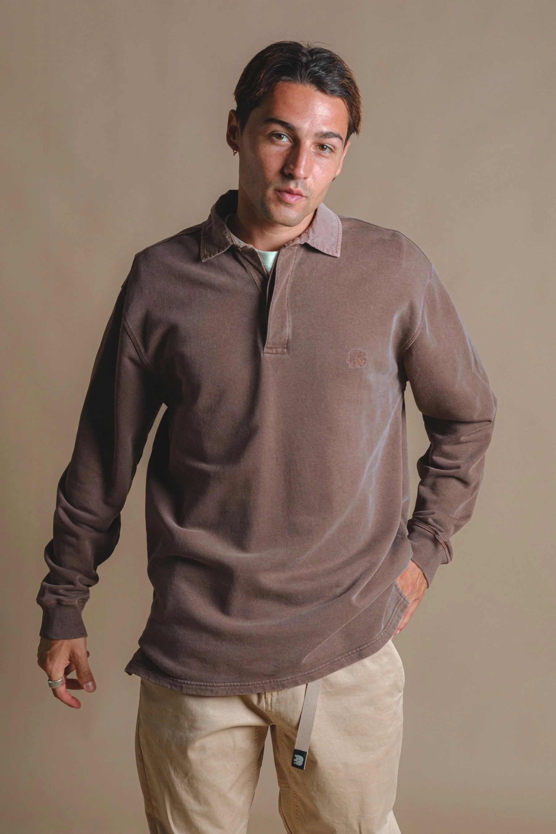 Image of Trendsplant mannen vegan Polo Trui Carvalho Pigment Kastanjebruin