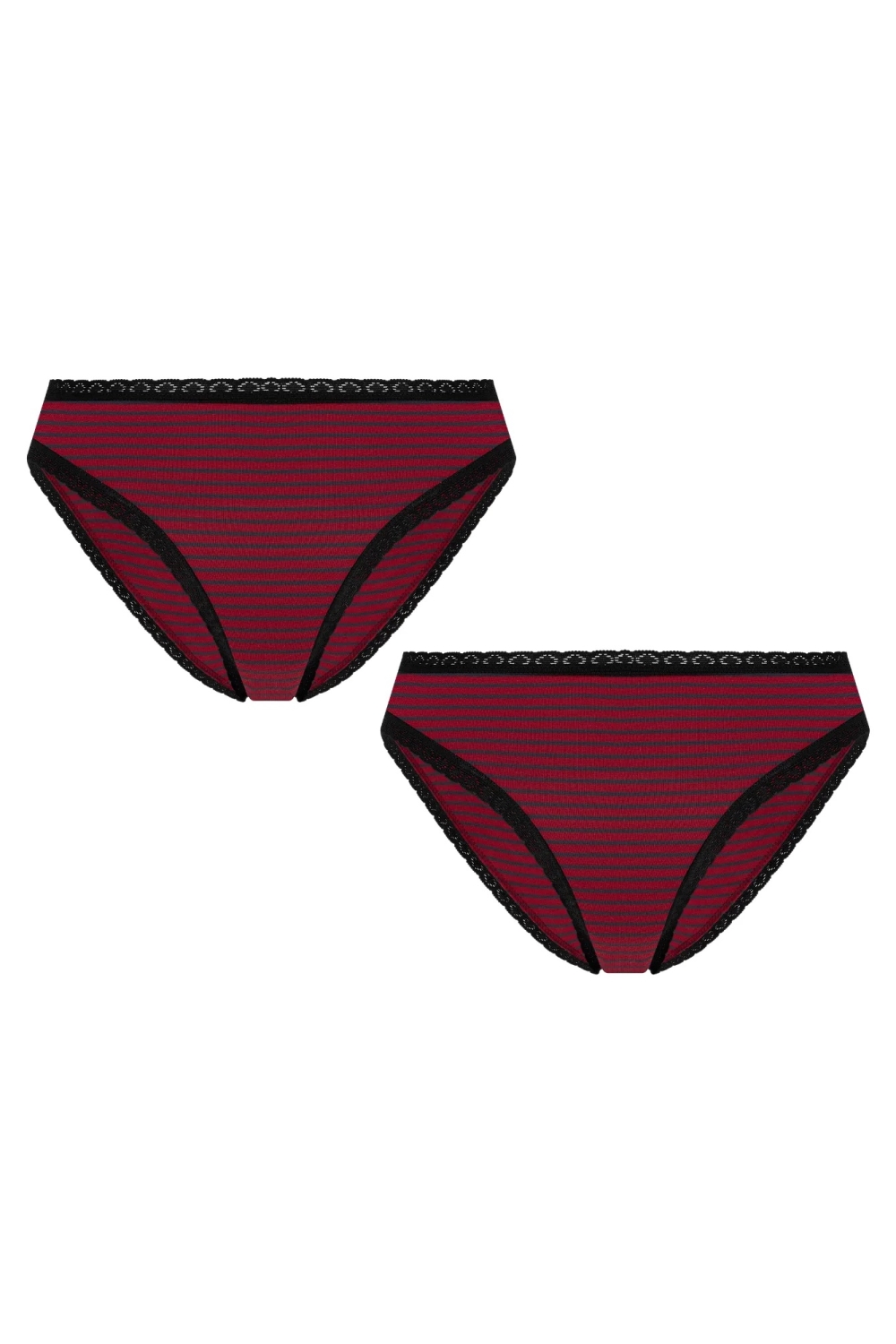 Albero Natur womens vegan Multipack 2x Briefs Tibet Red/Navy Striped