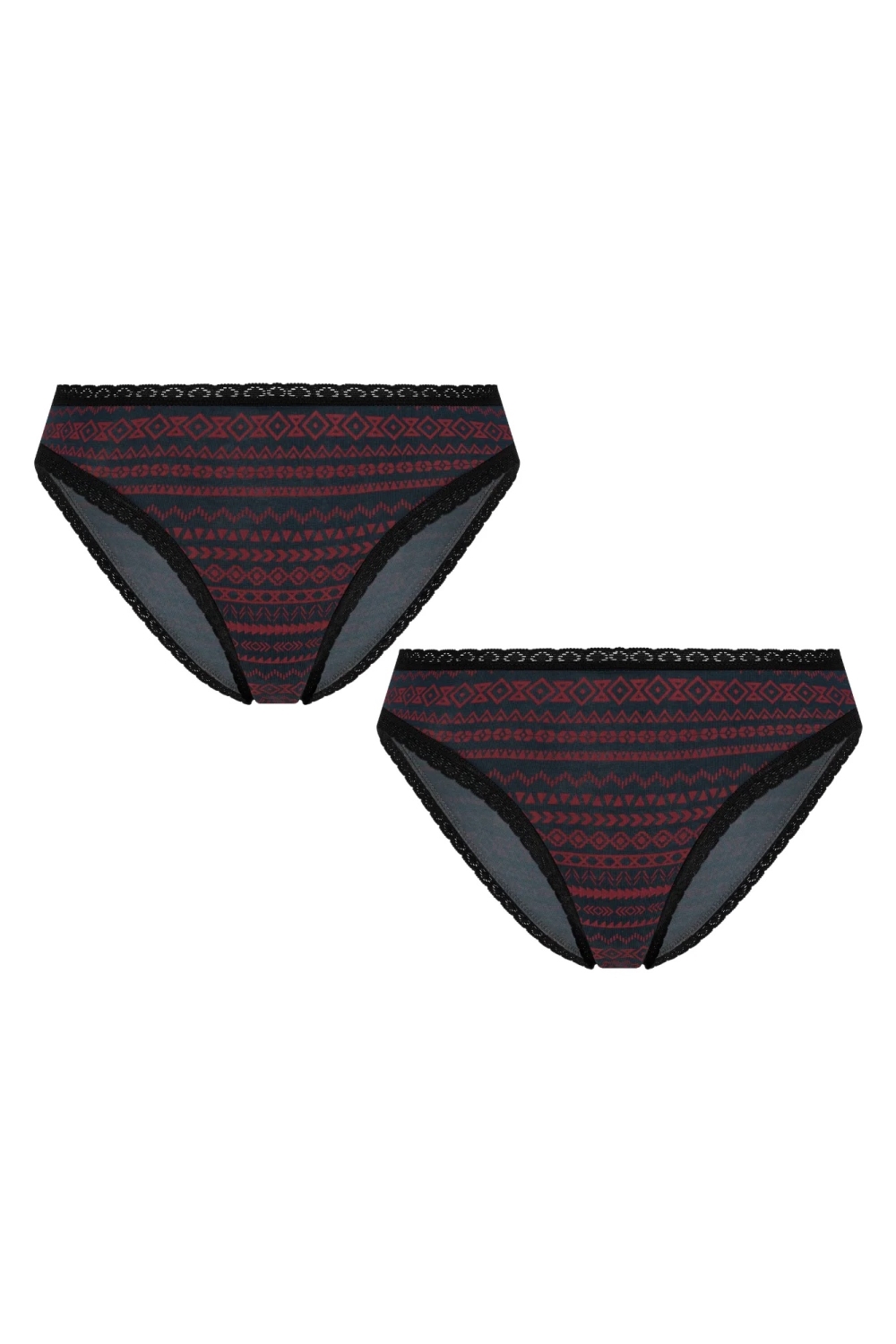 Albero Natur womens vegan Multipack 2x Briefs Tibet Red/Navy/Geometric