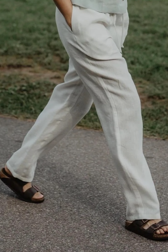 AmourLinen Damen vegan Hose Malmö Weiß