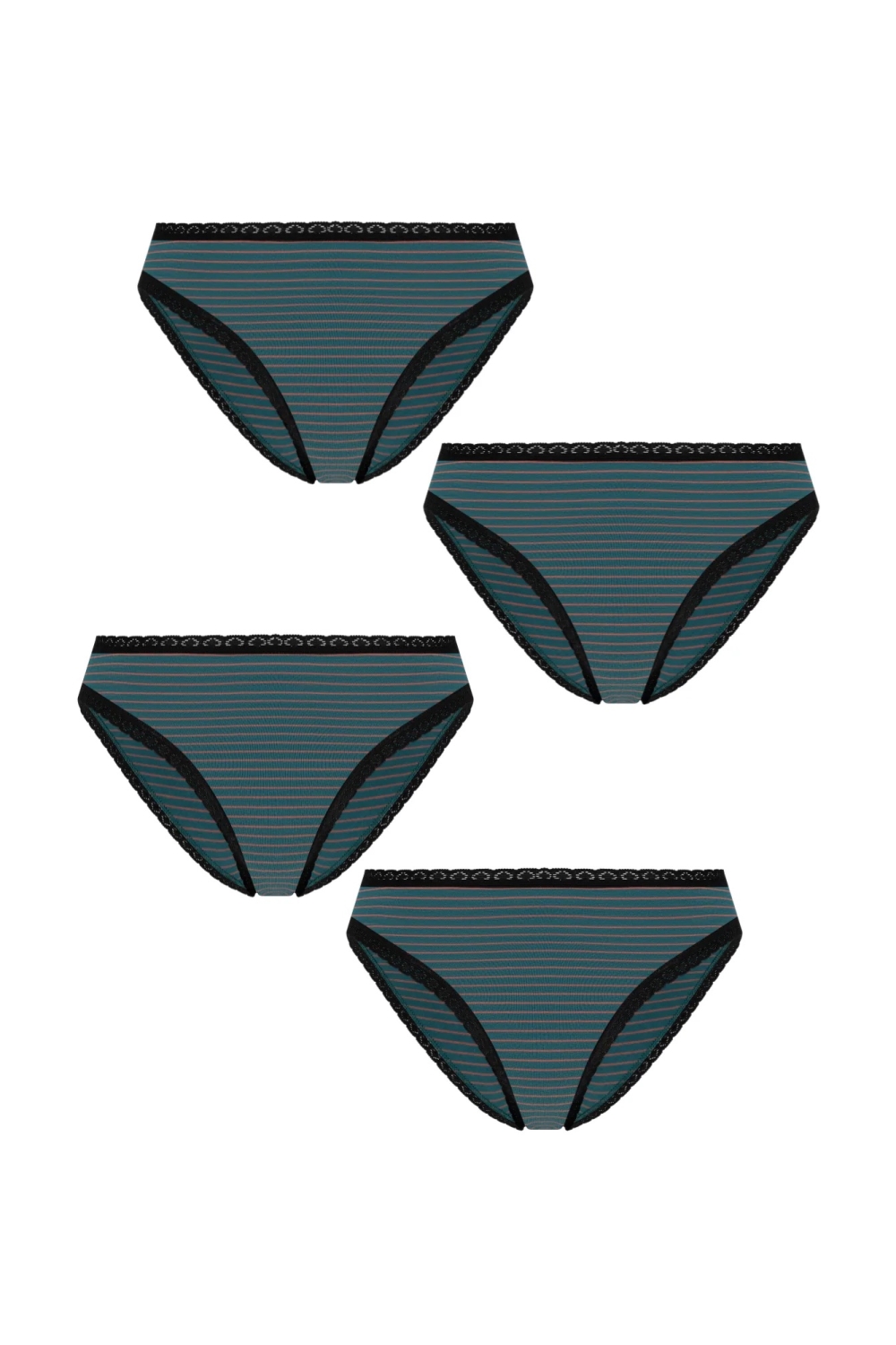 Albero Natur womens vegan Multipack 4x Briefs With Lace Tanne/Tabasco
