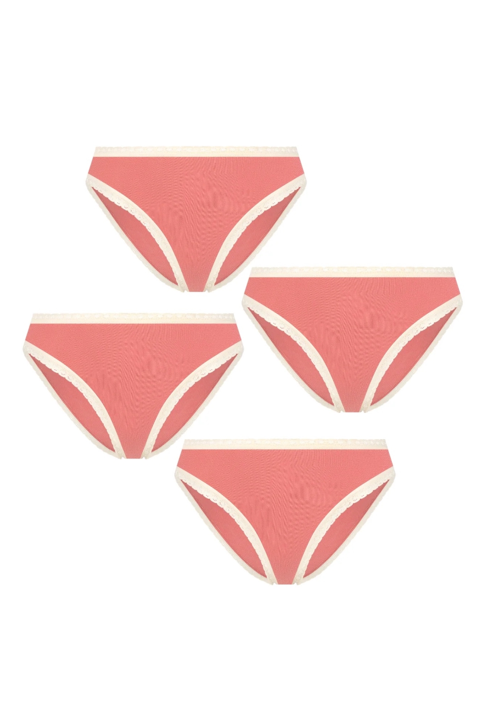 Albero Natur womens vegan Multipack 4x Briefs With Lace Pastel Pink
