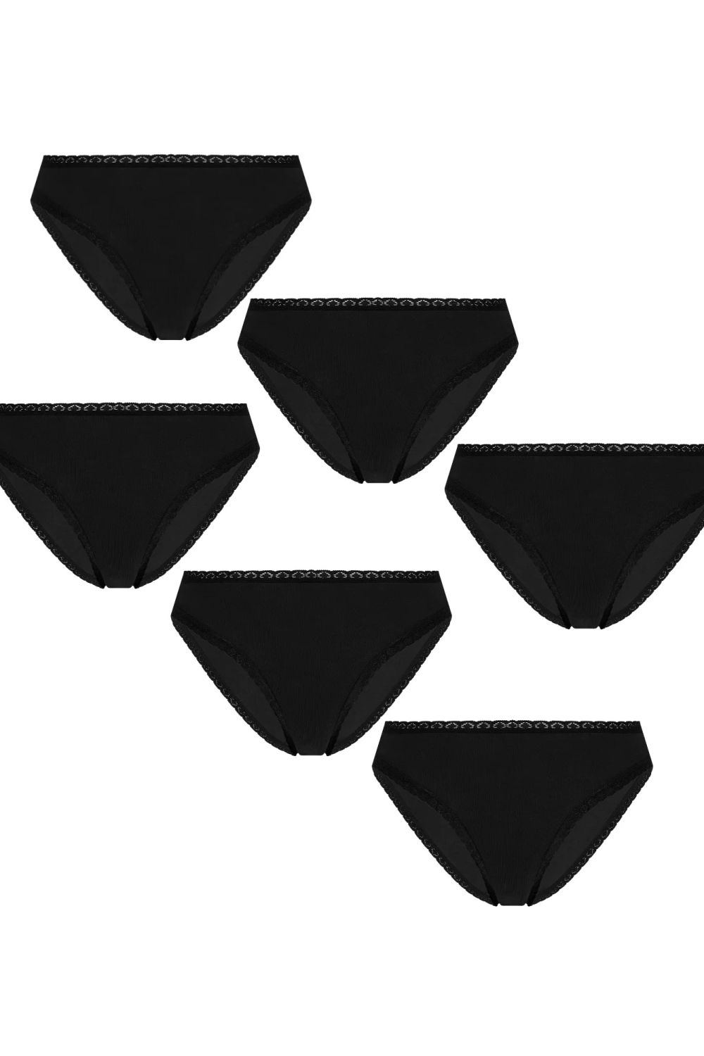 Image of Albero Natur dames vegan Multipack Van 6 Zwarte Slips Met Kant
