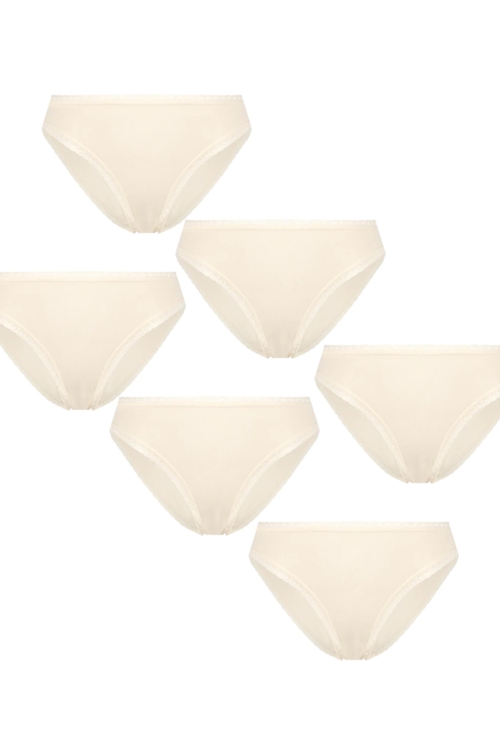 Image of Albero Natur dames vegan Multipack Van 6 Slips Met Kant, Naturelkleur
