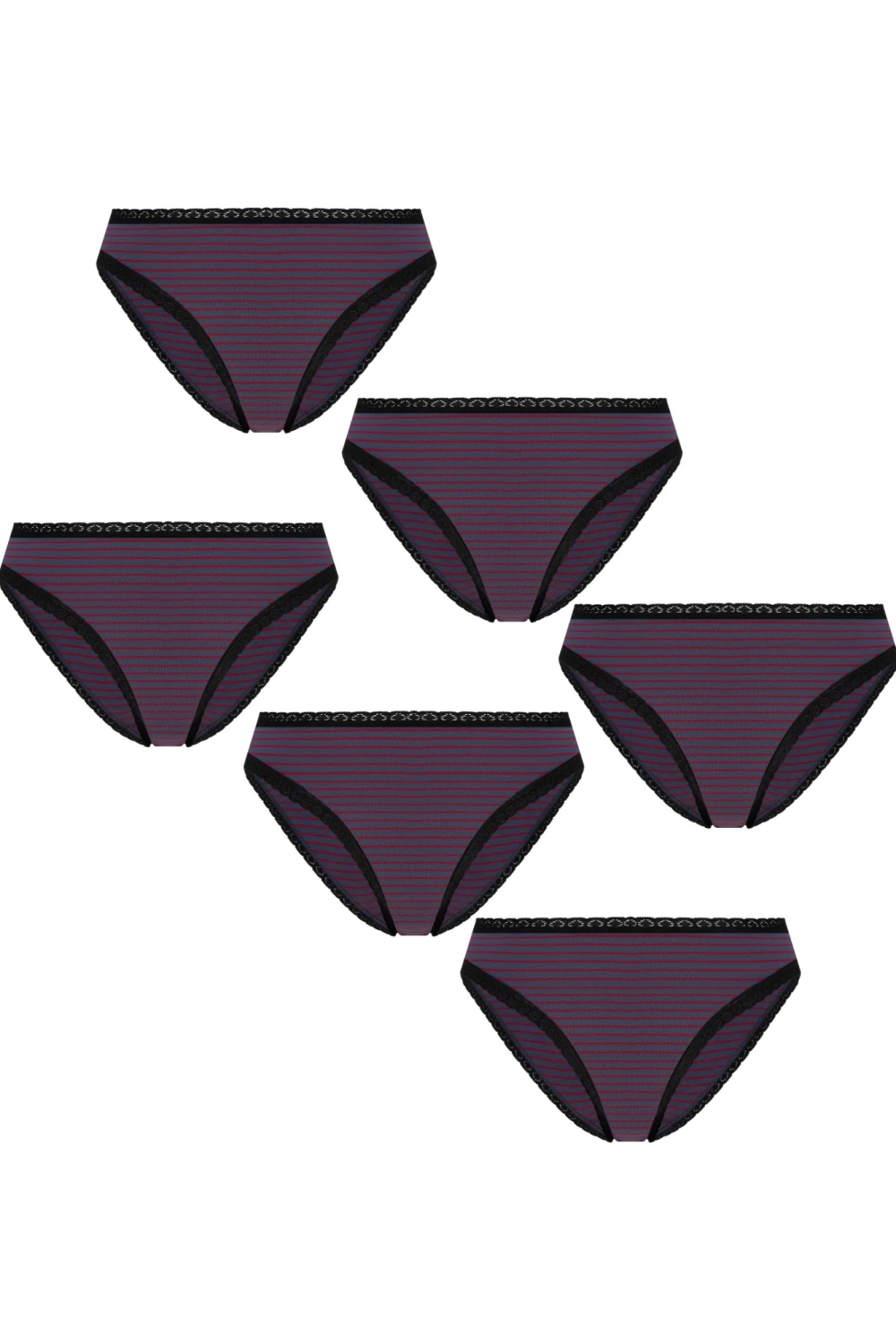 Image of Albero Natur dames vegan Multipack Van 6 Slips Met Kant Indigorood
