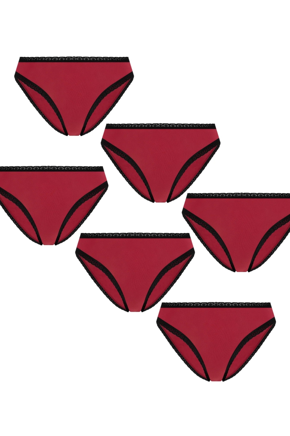 Albero Natur Damen vegan Multipack 6x Slips Mit Spitze Tibetisch Rot