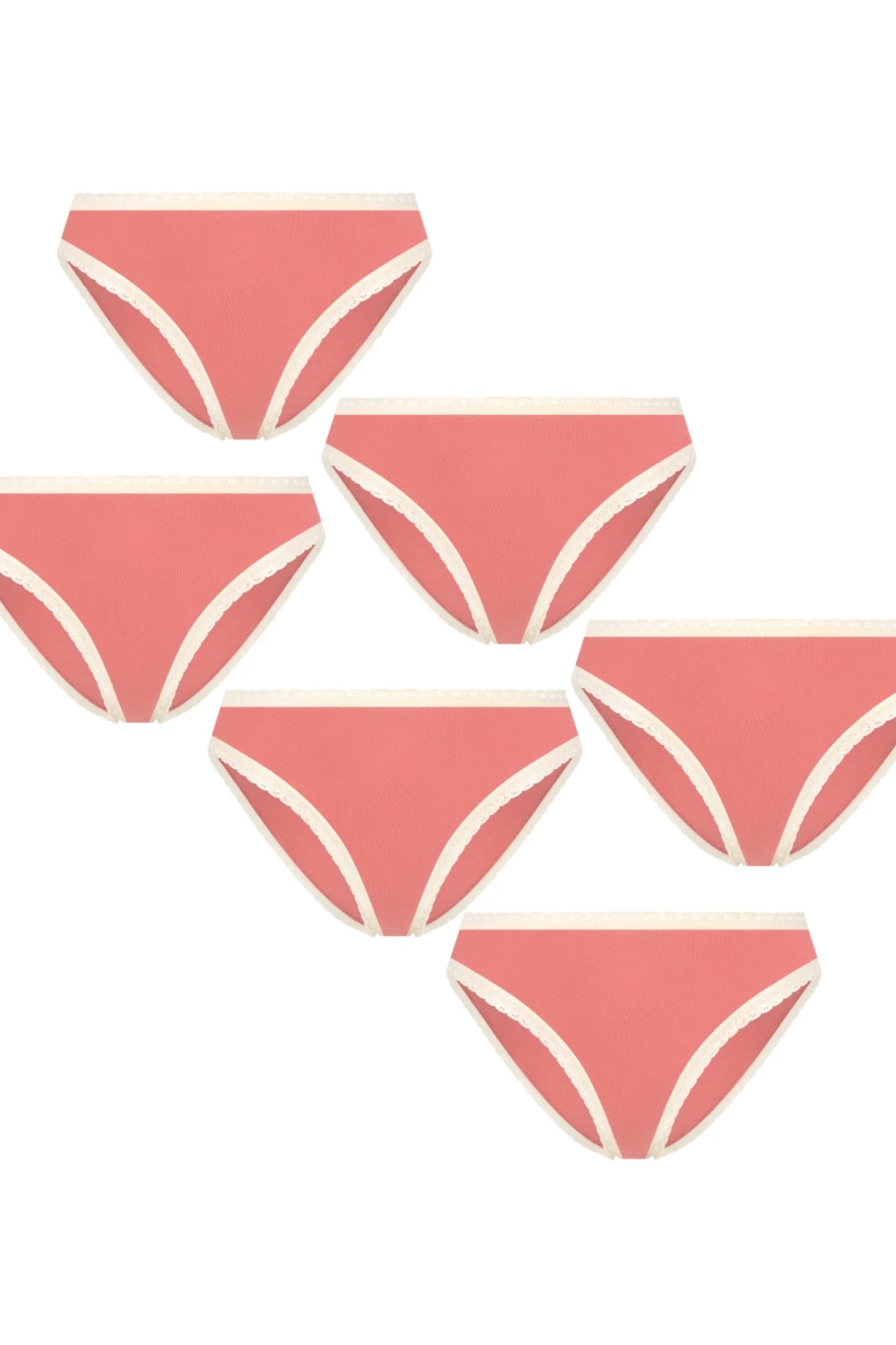 Albero Natur Damen vegan Multipack 6x Slips Mit Spitze Pastellrosa