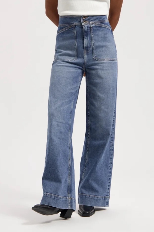 Kuyichi Damen vegan Jeans Farrah Worker Medium Aged Blue