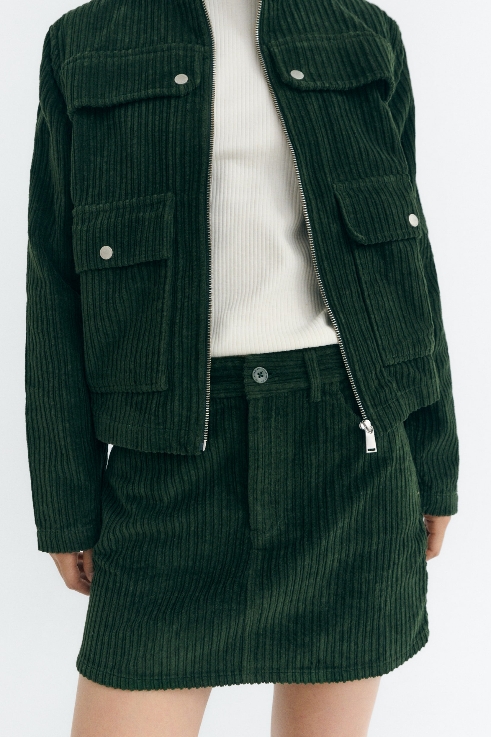 Thinking MU Damen vegan Rock Kimmy Aus Cord FlaschengrÃ¼n