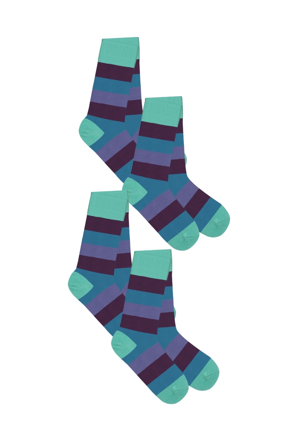 Albero Natur womens vegan Multipack 4x Socks With Longer Cuffs Kiwi/Magenta/Dove Blue/Lavender