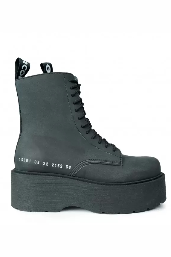 Altercore Damen vegan Stiefel Auren Nubuk Schwarz