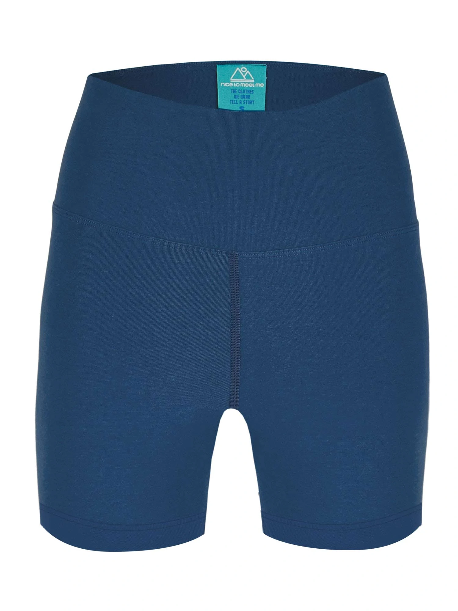 nice to meet me womens vegan Essential Bikerstyle Shorts Night Blue