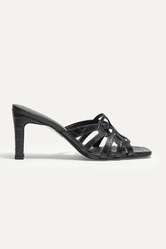 BIKKOU Damen vegan Sandalen 19:30 Uhr Golden Hour Croco Schwarz