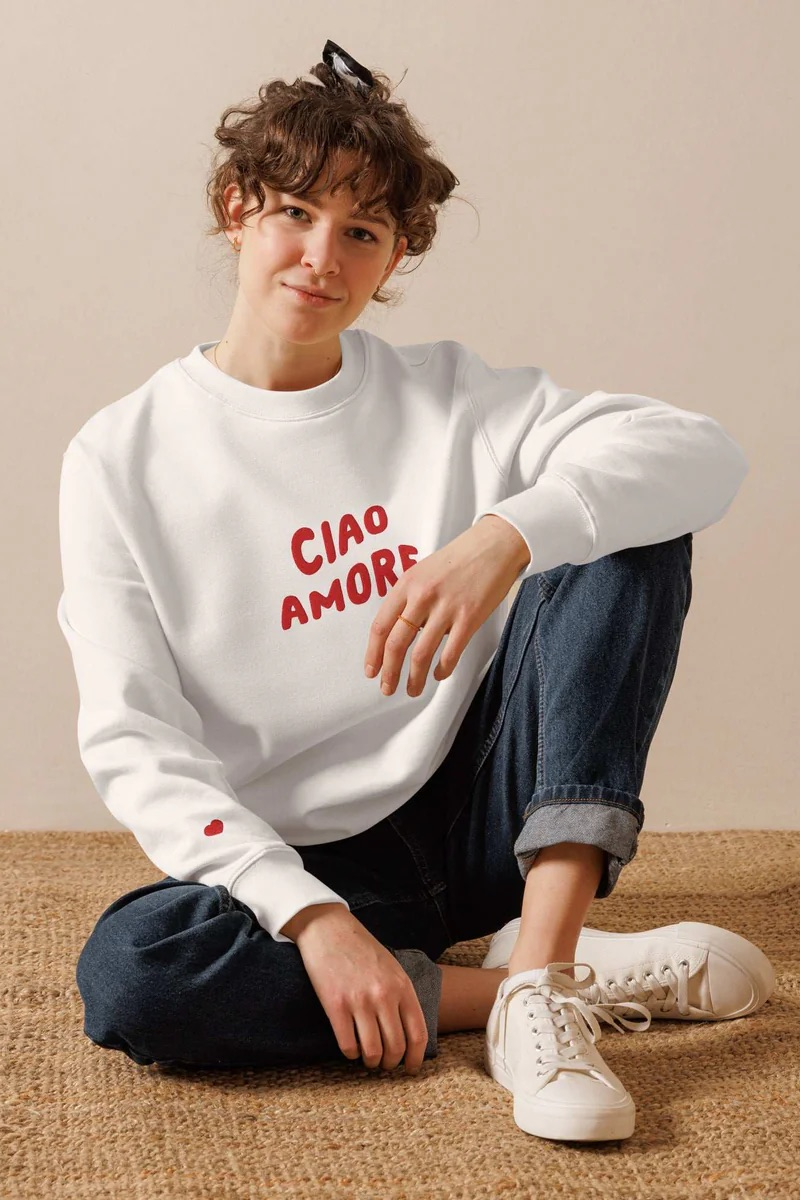 The Refined Spirit Damen vegan Sweatshirt Unisex Ciao Amore Wei&Atilde;Ÿ