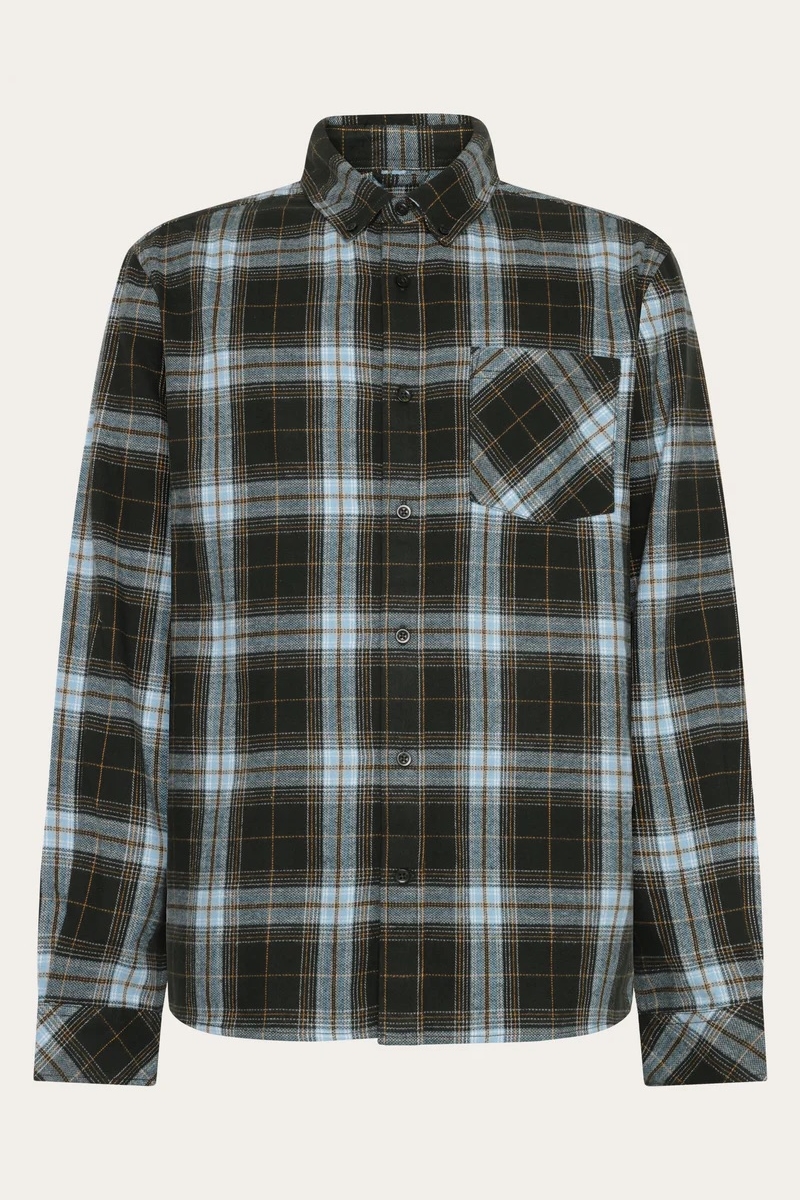 KnowledgeCotton Apparel Herren vegan Hemd Flanell Dune Regular Karo Gr&Atilde;&frac14;n