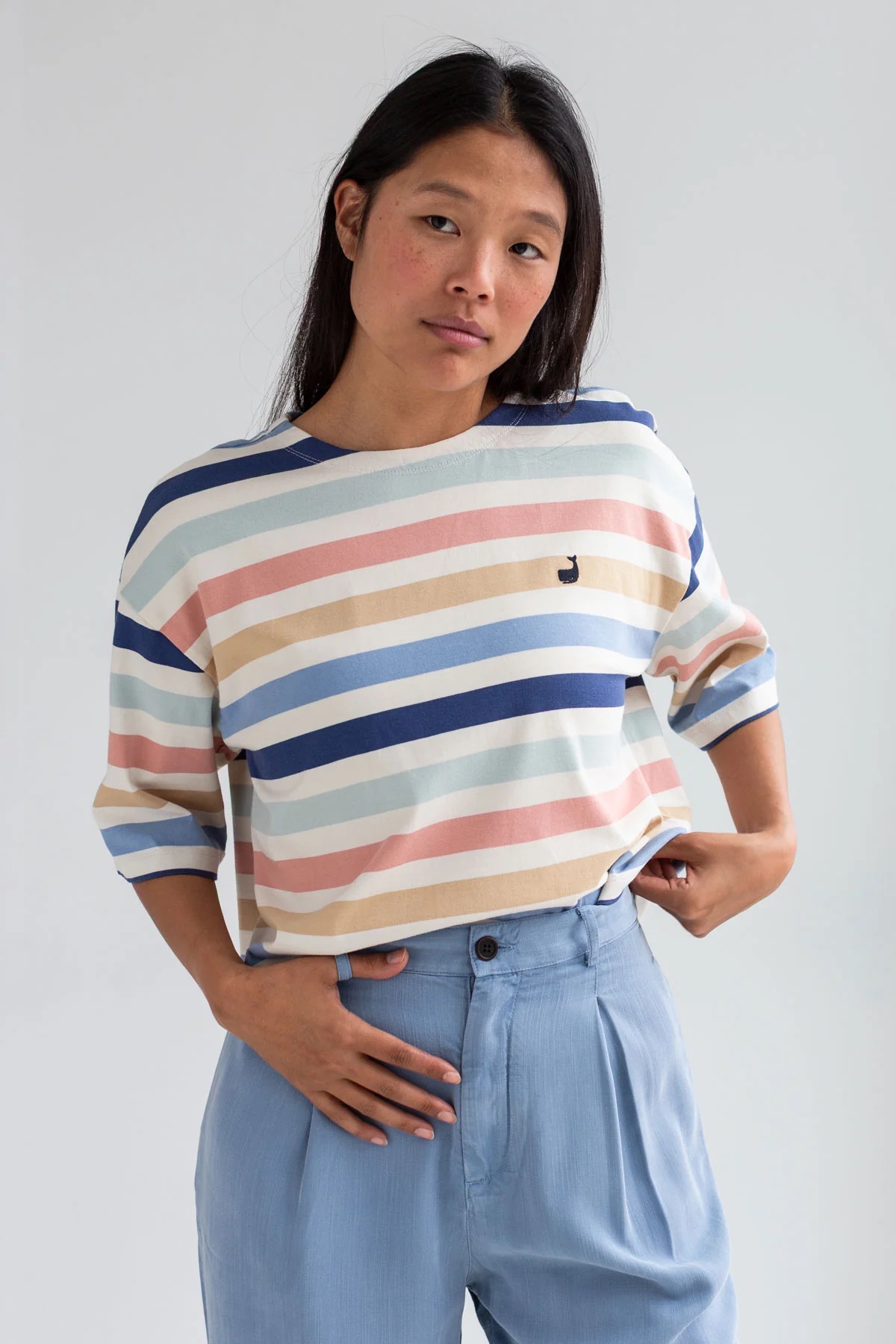 TWOTHIRDS Damen vegan Top Fingal Multicolour Stripes