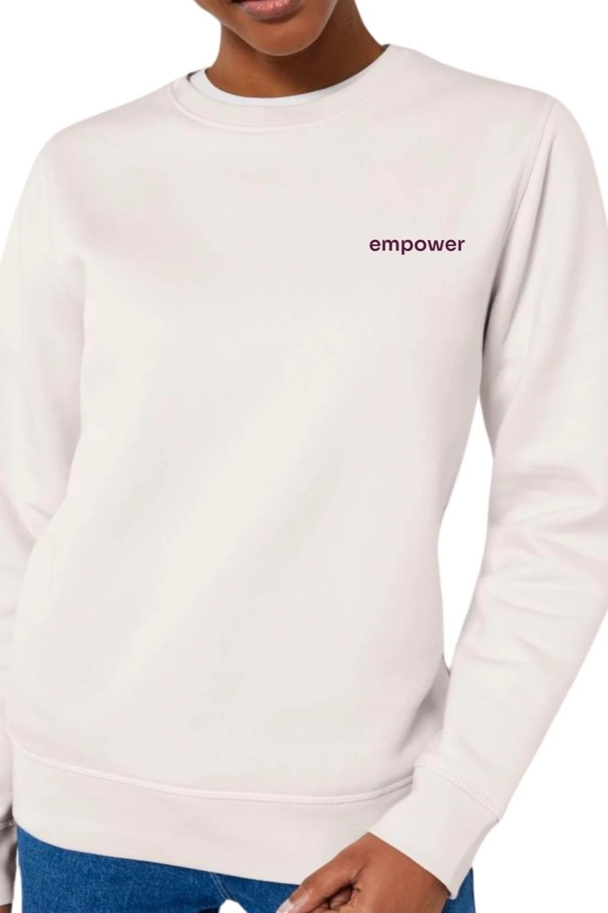 Inaska Herren vegan Pullover Statement Empower Vintage White Berry