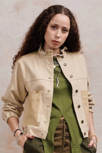 Image of KOMODO dames vegan Jasje Ruffle Donker Zand