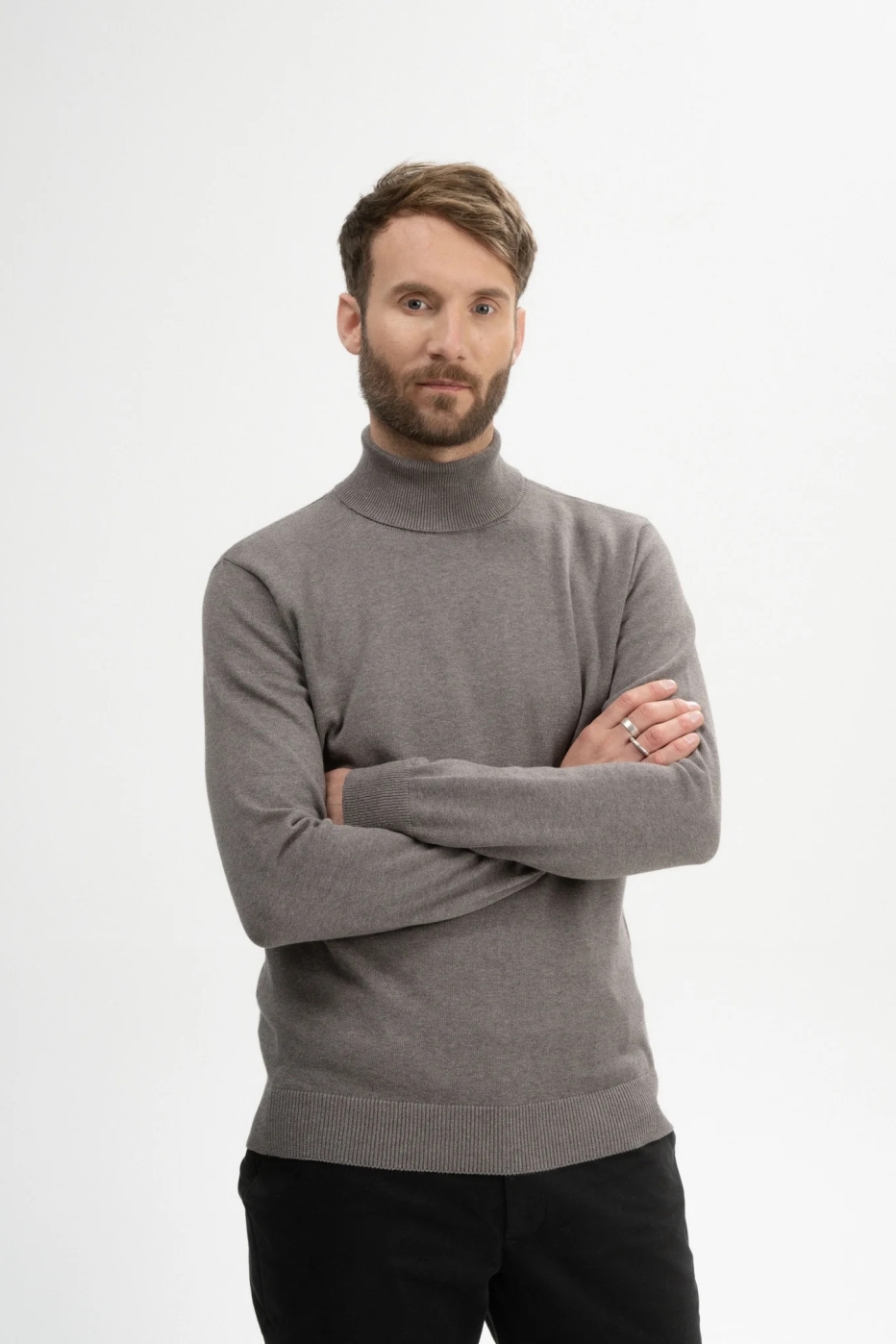 MELA Herren vegan Strickpullover Mit Rollkragen Kanja Bear nge