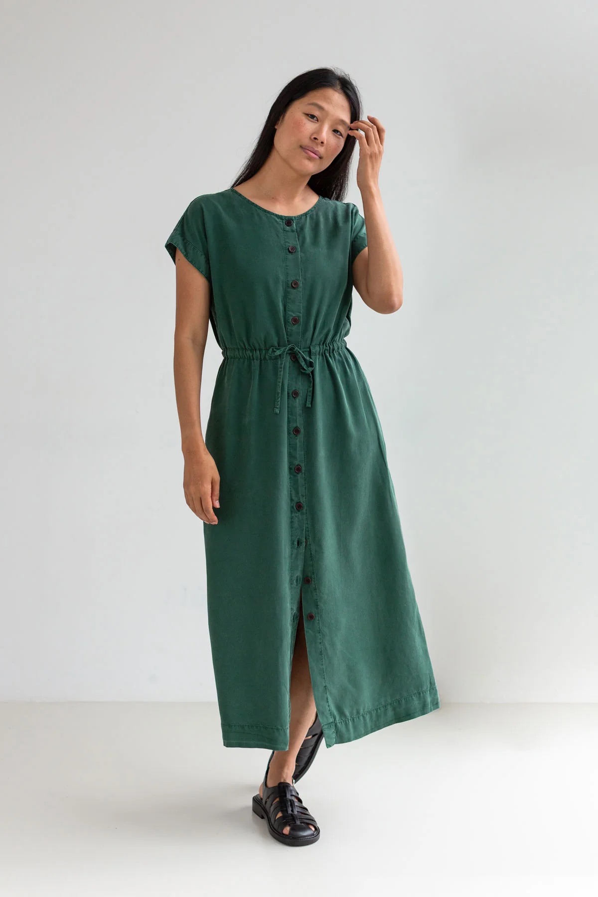 TWOTHIRDS Damen vegan Kleid Marasusa Dunkelgrün