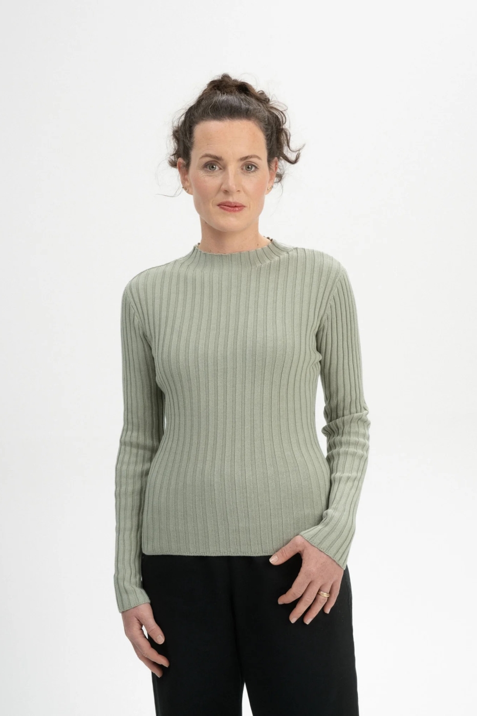 MELA Damen vegan Strickpullover Namari GrÃ¼ner Ton