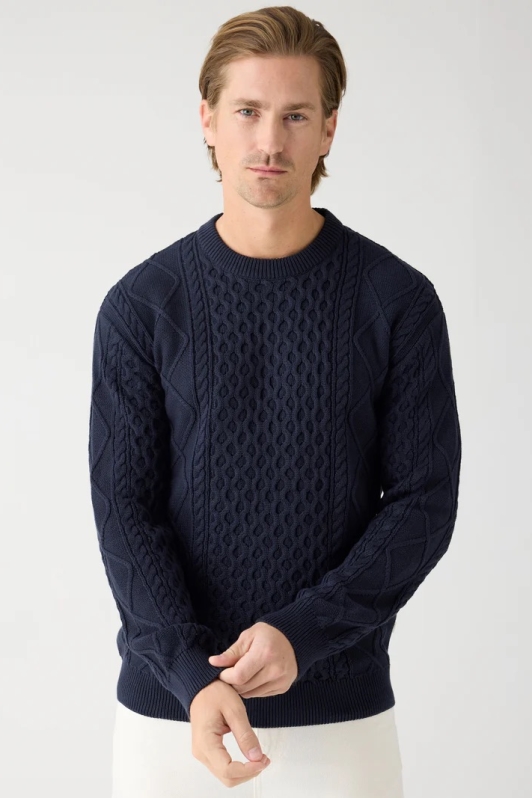 KnowledgeCotton Apparel Herren vegan Strickpullover Cable Night Sky