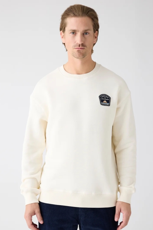 KnowledgeCotton Apparel Herren vegan Sweatshirt Rundhalsausschnitt Egret WeiÃŸ